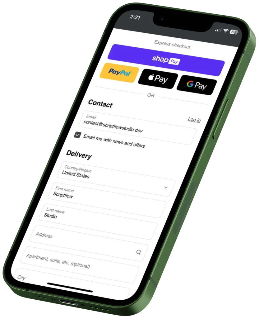 ecommerce checkout on phone