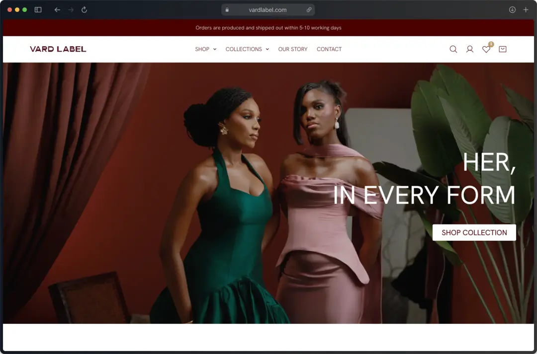 Vard Label website snapshot